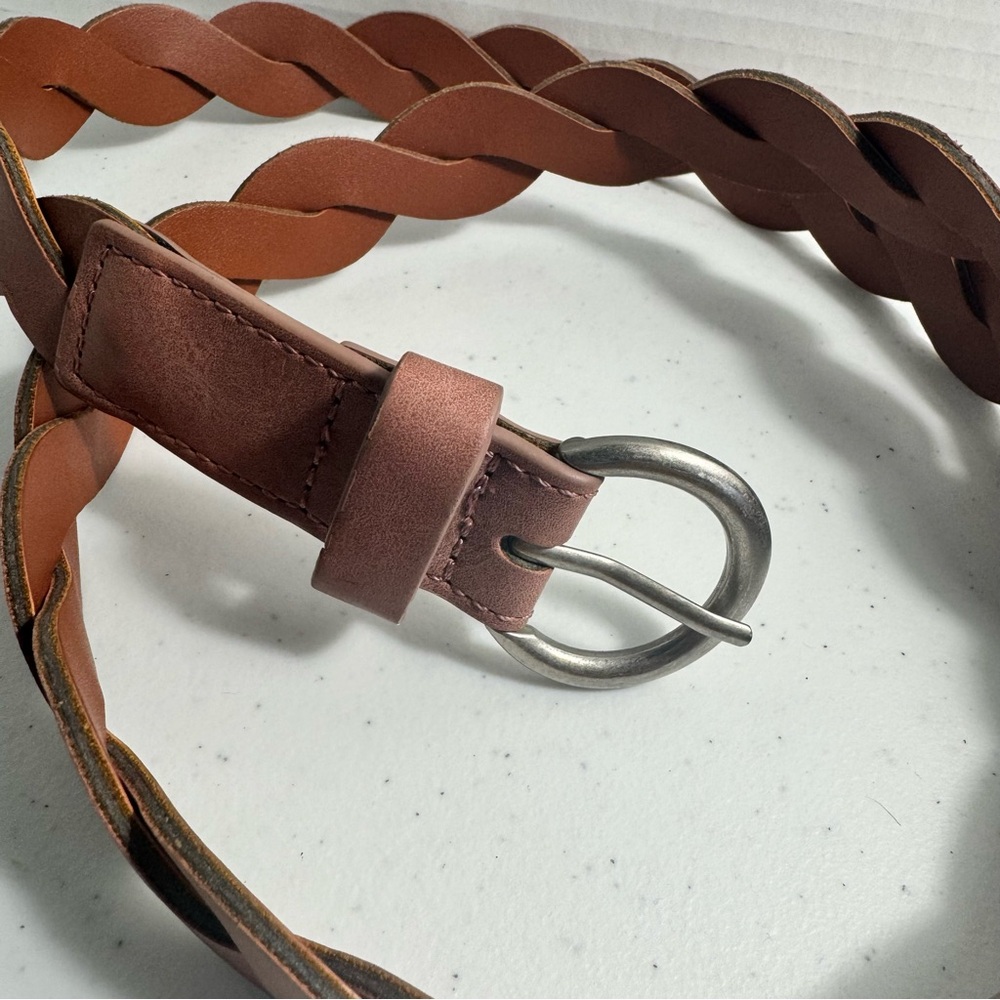 Women’s Rope Braided Belt, Faux Leather, Light Brown/Cognag, 44” Long